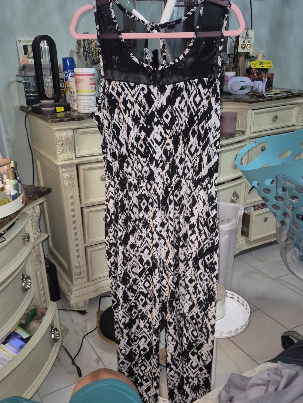 Espresso Black & White Printed Jumpsuit